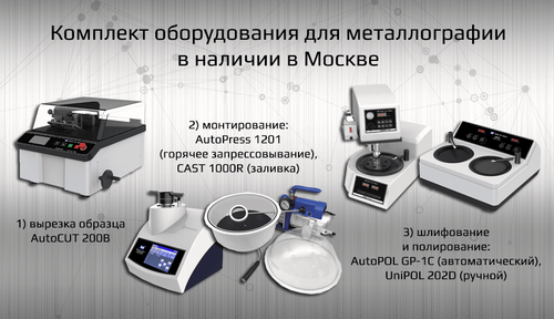 Комплект оборудования для металлографии в наличии в Москве
